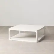 Minimalist Coffee Table Square Premium Porcelain Matte Dazzling White