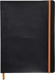 Rhodia Rhodiarama SoftCover Notebook - 80 Lined Sheets - 9 3/4 x 7 1/2 - Black Cover (117502C)