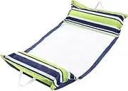 Surblue Fabric Monterey Pool Hammock Inflatable Pool Float Multi-Purpose 4-in-1Pool Hammock (Saddle, Lounge Chair, Hammock, Drifter) Portable Water Hammock Float for Adults, Blue-Green