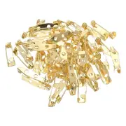 80Pcs Badge Pins, 20mm Safety Pins Bar Name Tag Pin Bulk, Gold