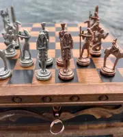 Pharaoh Chess Set With Hidden Compartment & Puzzle Chess Board - Handmade Chess
