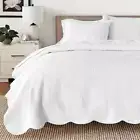 Unbranded Quilt Bedding Set 86" x 68" Solid Color Twin 180-Thread Count White