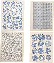 4 Sheets Burnt Pottery Stickers Ceramic Transfer Paper Clay Transfer Papers Household Transfer Decal Washboard Waterslide Decal Flower Ceramic Decals Piggy DIY Ink Chic