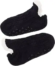 [GLSTOY] 1 Pair Warm Fleece Lined Socks for Women Cozy Non Slip Slipper Socks with Grippers for Home Use for Cold