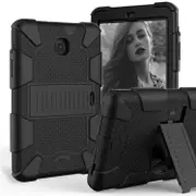 Silicone+PC Case 3-Layer Anti-fall Protective Cover Tablet Stand For Samsung Galaxy Tab A 8 inch T387(2018)-8black