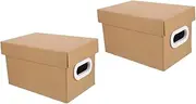 ABOOFAN 2pcs Box Carton with Lid present Box Moving Carton Office File Storage Box Closet Storage Bins Tableware Cartons Pantry Organizers and Storage Crate Stackable Paper Light Brown