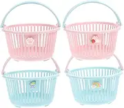 4pcs Small Handbaskets Cute Handle Cartoon Baskets for Boys and Girls Home Office Desktop Storage Baskets
