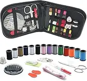 Sewing KIT, DIY Sewing Supplies with Needles/Threads/Accessories and Premium Black Case, Portable Mini Sewing Kit for Women, Beginner, Traveller and Emergency Clothing Fixes