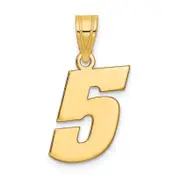 14K Yellow Gold Polished Block Number 5 Pendant
