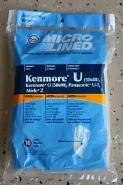 DVC Micro-Lined Bags Kenmore U 50688, O 50690, Panasonic U-2, Miele Z - 10 Bags