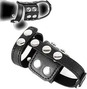 BDSM Cock Ring Set Leather Testicle Toys Adjustable Bondage Gear Accessories with Chastity Cage Strap Belt Crusher CBT Extender Restraints Sex Penis Male Belts Kinky for Intense Sensual Play