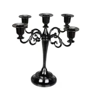 Metal 3/5-Arm Candle Holder Candlestick Romantic Dinner Holiday Wedding Decor Black 5-head