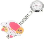 [WOFASHPURET] 1 Set Pocket Watch Retractable Vintage Chronograph Watch Nursing Watches for Nurses Chain Hanging Chest Watch Fob Multi Cartoon Chest Watch Fortune Cat Hanging Watch White Alloy