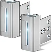 2Pack Home Security Door Reinforcement Lock with Screws, Child Safety Door Locks for Front Door, Withstand 800 lbs Top Flip Door Latch Lock for Inward Swinging Door, Silver