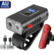 LED Bicycle Bike Lights 6 Modes Rechargeable Front Rear Headlight Tail Light Set