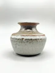 Handmade Studio Art Pottery Vase Brown And Blue Small