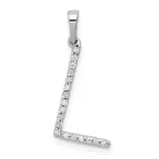 14K White Gold Real Diamond Letter L Initial Pendant