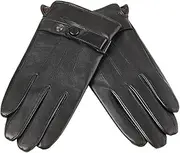 [Generic] Full Palm Touch Screen Men's Leather Gloves Autumn andFleece Thick Warm Riding Cold-Resistant Leather Gloves