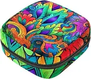 Period Bag,Sanitary Napkin Storage Bag,Doodle Tropical Abstract Plant,Tampon Holder for Purse
