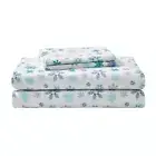 Tossed Snowflake 3-Piece Multi-Blue Graphic Flannel Twin Sheet Set