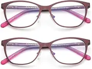 Babrvma 2 Pack Blue Light Blocking Reading Glasses for Women Metal Frame Cat Eye Readers with Spring Hinges Anti-Glare
