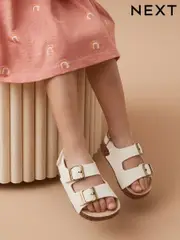 White Corkbed Two Strap Sandals (N34593) | $31 - $35