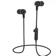 NEW Bluetooth Wireless Stereo Magnetic Sports Gym Headset Headphones W/Mic BLACK