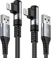 iPhone Charger Cable Right Angle 2-Pack 0.5m, [Apple MFi Certified] Ligting Cable Fast Charging Nylon Braided Compatible with iPhone 14/13/12/11 Pro Max/XS MAX/XR/XS/X/8/7/Plus/6S/6/SE/5S/iPad