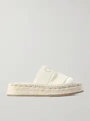 [Chloé] Chloé - Mila Logo-embroidered Canvas Espadrille Slides - Off-white - IT39 IT 39 Off-white