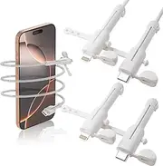 4Pcs Charger Cable Protectors.Data Cable Protector,Silicone Cord Saver Dustproof Storage Data Cable Winder 3 in 1 Anti-Break Protective Cover Compatible for iPhone Charger
