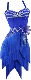 [JRUIA] Tassel Latin Competition Dress Women's Cha Cha Dancing Outfit Salsa Ballroom Dancewear Waltz Performance Costume