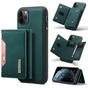 DG MING For Apple iPhone 11 Pro Premium Trifold Wallet Leather Case With 2-in-1 Magnetic Detachable Card Holder Pocket Cover - Blue