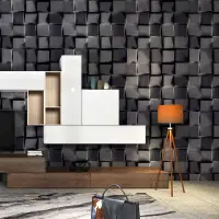 在飛比找蝦皮商城精選優惠-現代簡約風格3D立體方塊方形田格臥室墻紙房間客廳餐廳服裝店壁