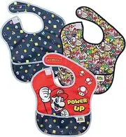 Bumkins Bibs, Nintendo Super Mario Baby Bibs for Girl or Boy, SuperBib Baby and Toddler Bib for 6-24 Months, Baby Bib for Eating, Feeding Bib, Waterproof Lightweight Fabric – Power Up