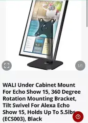 WALI Under Cabinet Mount For Echo Show 15, 360 Degree