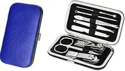 Professional Manicure Set with 8 Tools, Stainless Steel, Blue Travel Case, Travel Size (Blue)