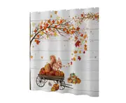 Shower Curtain Water Proof Single Printing Reusable Privacy Protection Bathing Curtain Autumn Decor Daily Use-B
