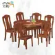 【文創集】雅典4.5尺實木可伸縮圓餐桌椅組合(一桌六椅組合＋80-137cm伸縮使用)