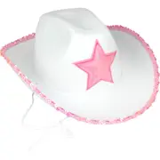 White Cowboy Star Hat With Pink Sequins
