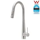 WELS Brushed Round Kitchen Flick Mixer Pull Out Tap Laundry Faucet 2 Mode Spray