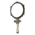 Round Hand Held Mirror with Handle Retro European Style Makeup Cosmetic Folding
