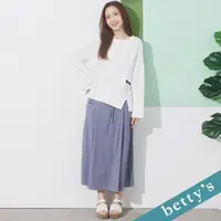 在飛比找momo購物網優惠-【betty’s 貝蒂思】腰綁繩口袋印花寬褲裙(灰藍)