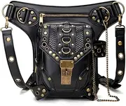 [Rullar] Retro Punk Halloween Waist Bag Military Tactical Drop Leg Bag Outdoor Bike Motorcycle Cycling Hiking Fanny Pack Hip/Thigh Bag Utility Pouch Shoulder Crossbody Bag Black