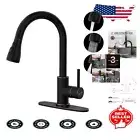 Modern Single Handle Kitchen Faucet with Pull Down Sprayer & Deck Plate Included