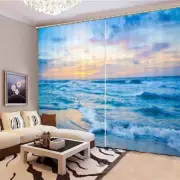 Beautiful Blue Sea 3D Blockout Photo Print Curtain Fabric Curtains Window