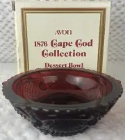 Vintage 1876 Avon Cape Cod Ruby Red Glass Dessert Berry Bowl 5" Set Of Two