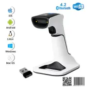 1D/2D Wireless Bluetooth Barcode Scanner: 3-in-1 with stand, USB QR Code Reader