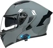 Bluetooth Motorcycle Helmet Modular Motorbike Helmet with Built-in Dual Visor Flip-Up Helmet Removable Liner for Adult Men Women Motocross Cruiser DOT/ECE Approved