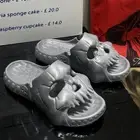 Skull Design Single Band Slides Thick Bottom Summer Pillow Platform Slippers