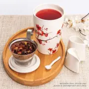 Tea Forte Kati Cup Cherry Blossoms, Ceramic Infuser Basket Lid Steeping Loose Le
